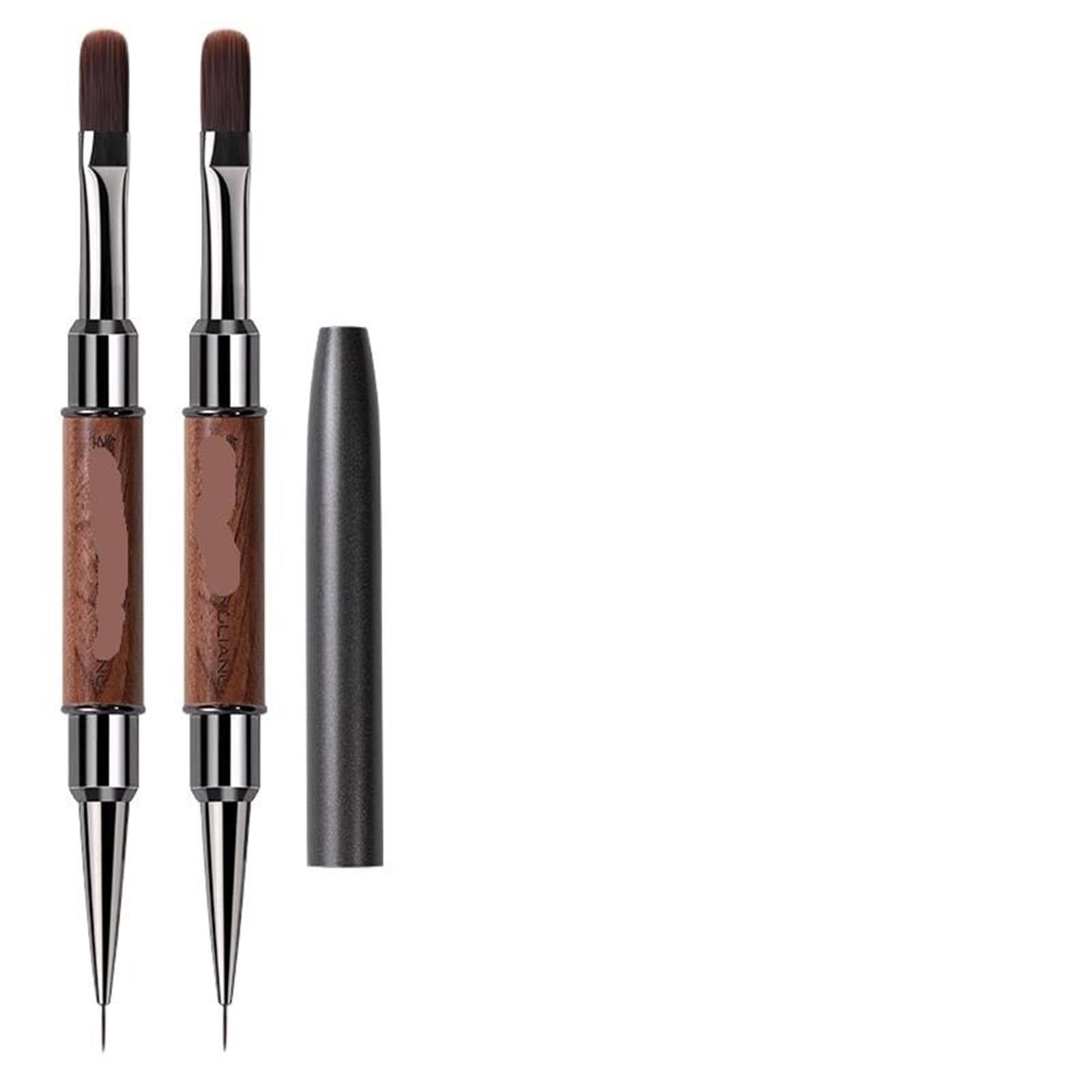 Penne in Spugna per sfumare a Doppia Testa Set di pennelli for ricostruzione Unghie a Doppia estremità, Penna for scolpire Il Gel, Manico in Legno(2PCS Builder Brush)