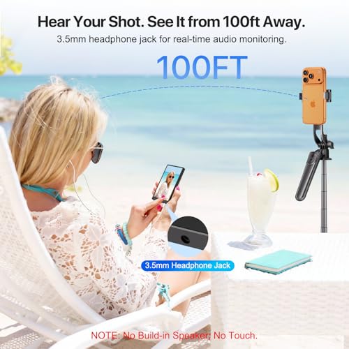 Image of 5 inch Selfie Monitor Screen iPhone 17,1080P Wireless Screen Mirroring Back Camera Monitor iPhone, Magnetic Selfie Screen with Headphone Jack, 2600mAh,100ft Remote for Vlog, Snaplylens for iPhone, Android