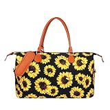 MONOBLANKS Weekender Overnight duffle Bag With Shoulder Strap Canvas Leather Travel Totes Duffel Bag
