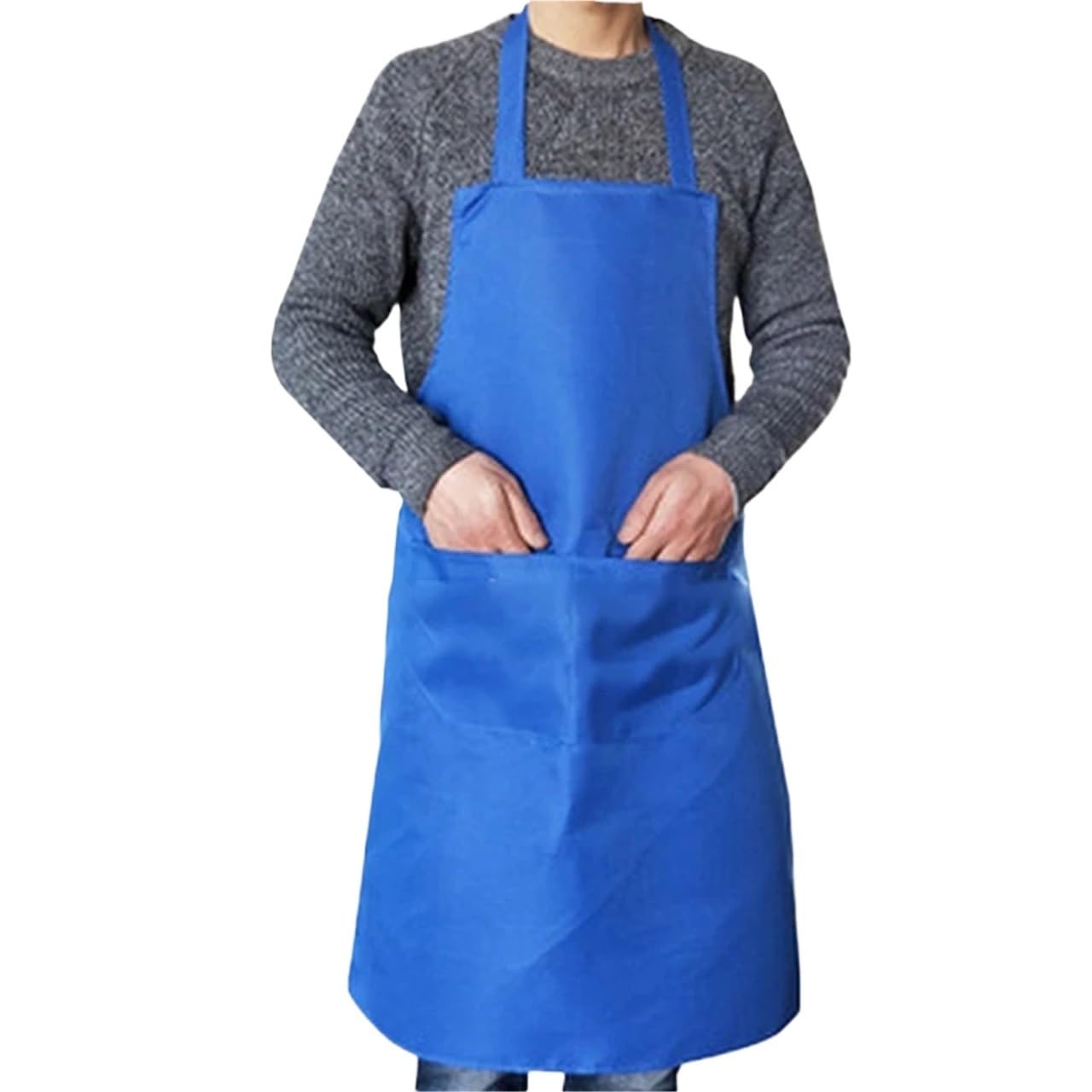 Delantal De Cocina Delantales de Chef 3 uds, delantal impermeable for mujer con bolsillos, delantal de trabajo artístico de Color sólido for cocina, restaurante, tienda de cocina(Blue)