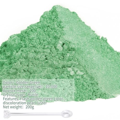 image for CHANGTIKEJI Mica Powder,7.05OZ（200g）,Golden Green Mica Powder Pigm