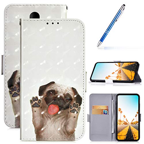 Robinsoni Case Compatible with LG Q8 Cover PU Leather Case Folio Flip Wallet Cover with Kickstand Hand Strap Card Slots Magnetic Closure Notebook Cover Wallet Case for LG Q8,Shar Pei