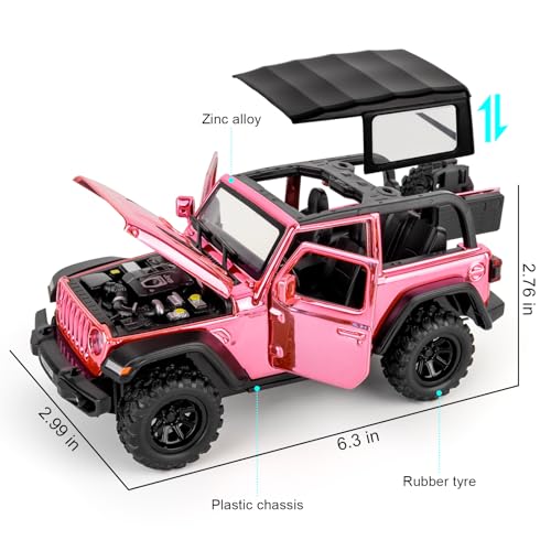 Modelo a Escala 1:32 Wrangler Rubicon Rosa con Sonido y Luz miniatura 2
