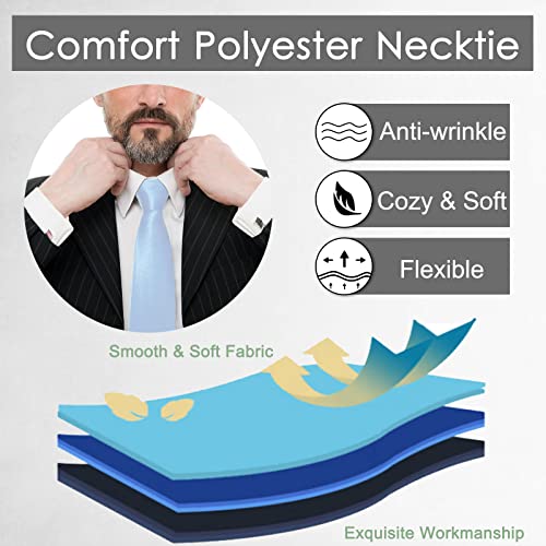 Image of Luckyvestir Mens Tie Solid Satin Neck Ties 3.15'' Formal Necktie for Wedding Business Christmas Father's Valentine's Day Gift