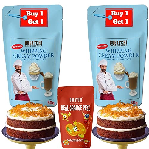 Image of BOGATCHI Whipping Cream Powder, Whipping cream for cake, Whipped Cream, Premium Whipping cream Powder,Rich Whipping cream|FREE One Extra Whipping Cream Powder(50g)+ Orange Peel (25g)