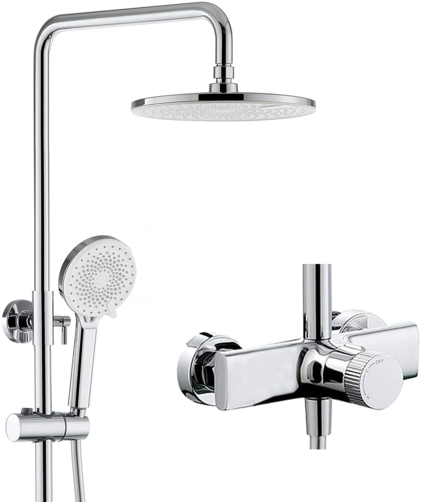 9 Inches Shower System, Shower Faucet Set Wall Mounted Rain Shower Combo Set Single Handle Tub and Shower Trim Kit with Tub Spout, 3 Modes Handheld Sprayer and Round Rain Shower Head,Gun Gray ( Color