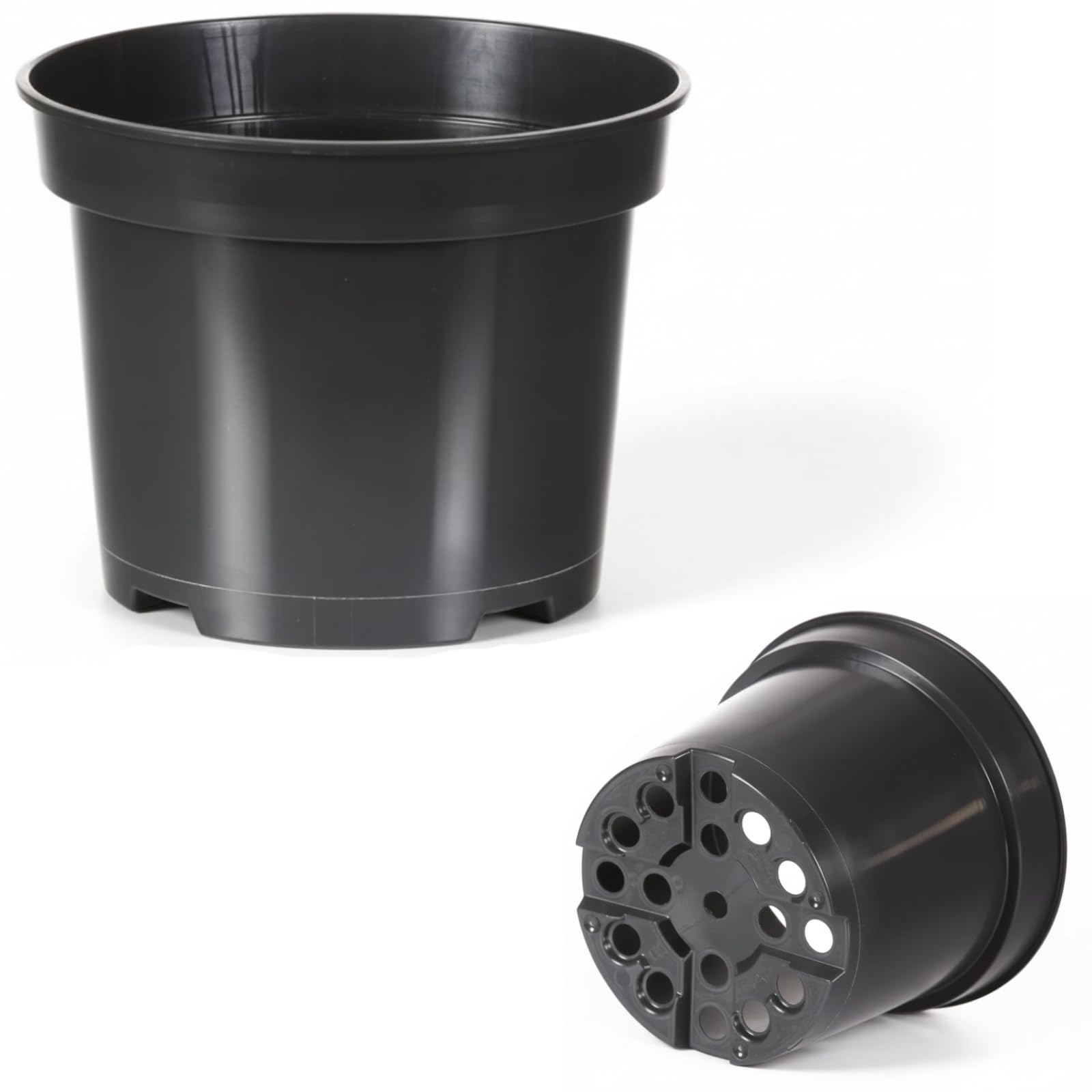 FUTURE GARDENING Black Plastic Plant Pots 0.5L 1L 2L 5L 7.5L 10L 12L 15L – Flower, Nursery & Growing Containers, Reinforced Rim, Extra Drainage – Multi Pack 1–200 (5L, Pack of 8)