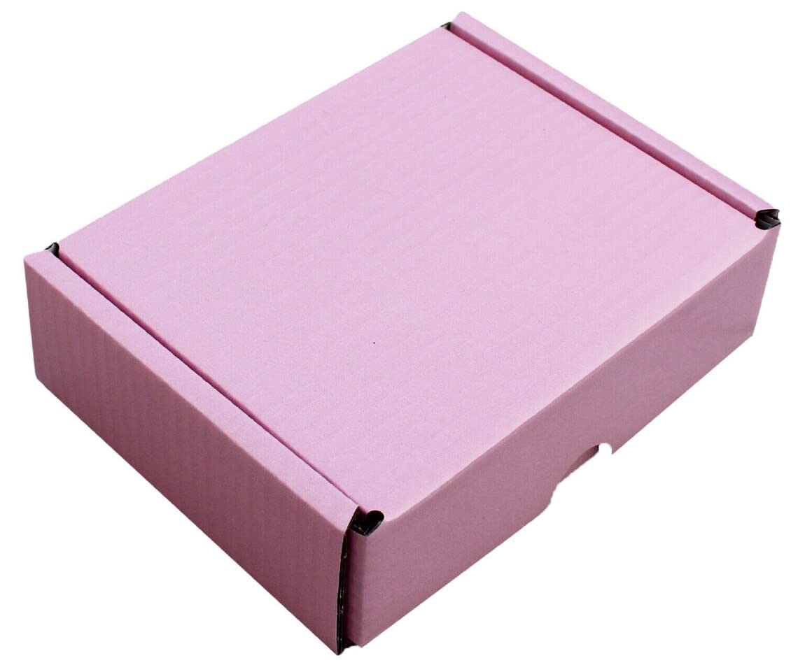 MEG4TEC 50 Pack Shipping Coloured Boxes - Corrugated Cardboard Small Parcel Box for Posting Packing Mailing (7 x 5.5 x 2 Inch (17cm x 14cm x 5cm), Pink)