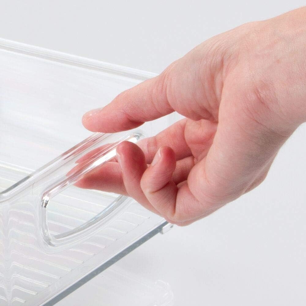 mDesign Stackable Plastic Home Office Storage Organizer Container with Handles for Cabinets, Drawers, Desks, Workspace - BPA Free - for Pens, Pencils, Highlighters, Notebooks - 6" Wide, 4 Pack - Clear : Office Products