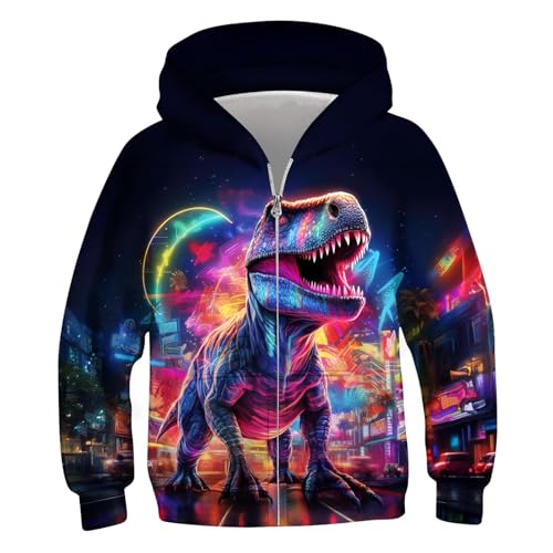 Idgreatim 6-14T Boys Zip Up Hoodies Kids 3D Graphic Hoody Sweatshirt Zipper Pullover with Pockets