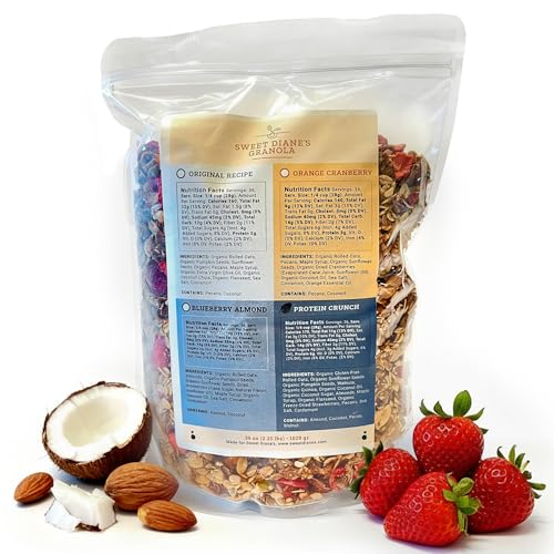 Image of Sweet Diane's Granola - Family Size (36 oz) Protein Crunch Organic Granola, Low-Sugar, High-Fiber, Gluten-Free, Vegan, Delicious Breakfast and Snack Topper