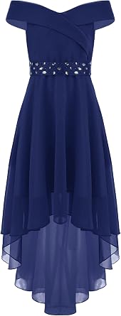 Off Shoulder Dresses for Kids Formal Flower Girl Dresses for Wedding Irregular Summer Sundress