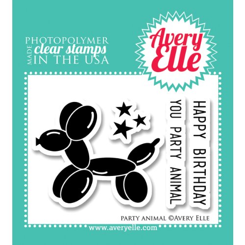 Avery Elle AE1324 Stamp Set, 2-Inch by 3-Inch, Party Animal, Clear