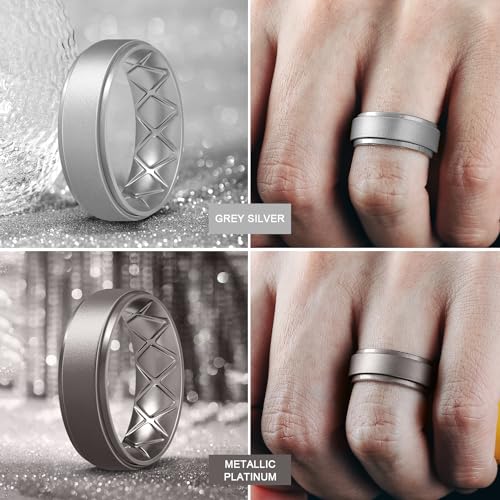 image for Egnaro Men's Rings 8.5mm Wide-2mm Thick Inner Arc Ergonomic Breathable