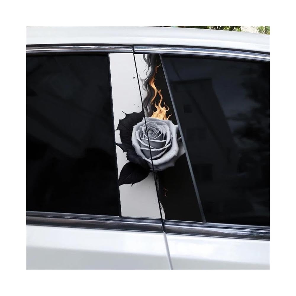 Decorative Items 2pcs Flame Rose Car B-Pillar Waterproof Decal(D)