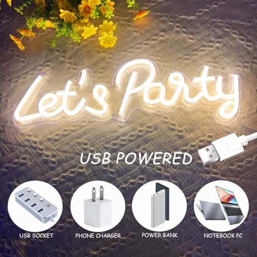 Image of Let's Party Neon Sign Party LED Neon Lights for Bedroom Wall Decor
