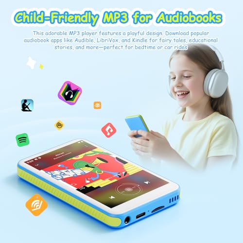 Image of 128GB MP3 Player with Bluetooth and WiFi, 4.0 Inch Touchscreen MP4 Players, Android 13 MP3 Player with Spotify, Deezer, Audible, App Store, Browser, HiFi Music Player with Speaker, up to 1TB