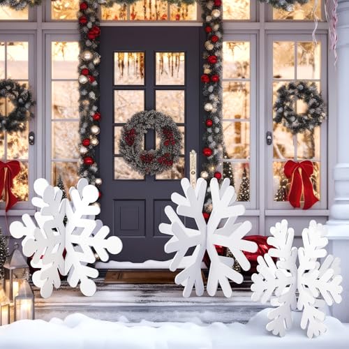 3 Pcs Winter Outdoor Snowflake Decoration for Home 3D Large