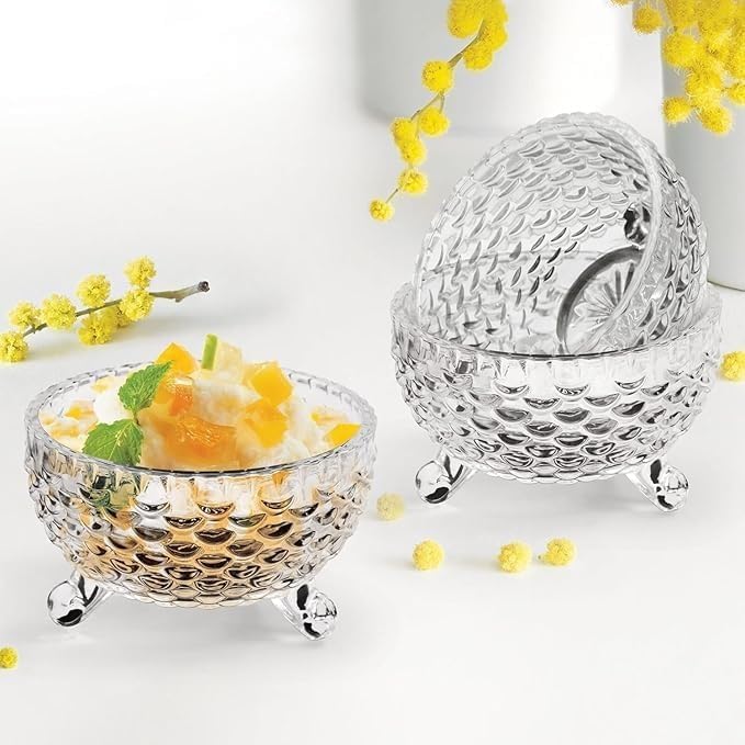 Image of Glassbunny Ice Cream Glass Bowl Pack of 6, 200 ML Crystal Clear Glass Falooda Dessert Bowl Set, Mini Trifle Serving Cup