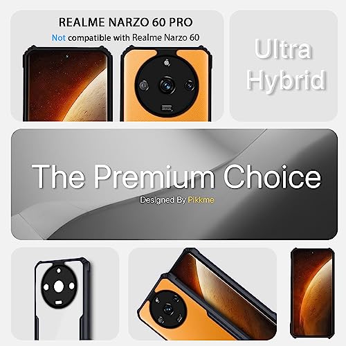 Image of Pikkme Realme Narzo 60 Pro 5G Back Cover | Crystal Clear Transparent Back | Ultra Hybrid | Full Camera Protection | Raised Edge | Bumper Back Case Realme Narzo 60 Pro 5G (Black)