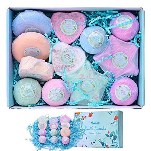 12PCS Bath Bombs, Handmade Bath Bombs Gift Set, Natural Essential Oil Aroma Bubble Bath, Organic Spa Bubble Fizzies for Girls Women Moms Kids, Birthday and Valentine's Day Gift Kit, 12 x 2.5 OZ