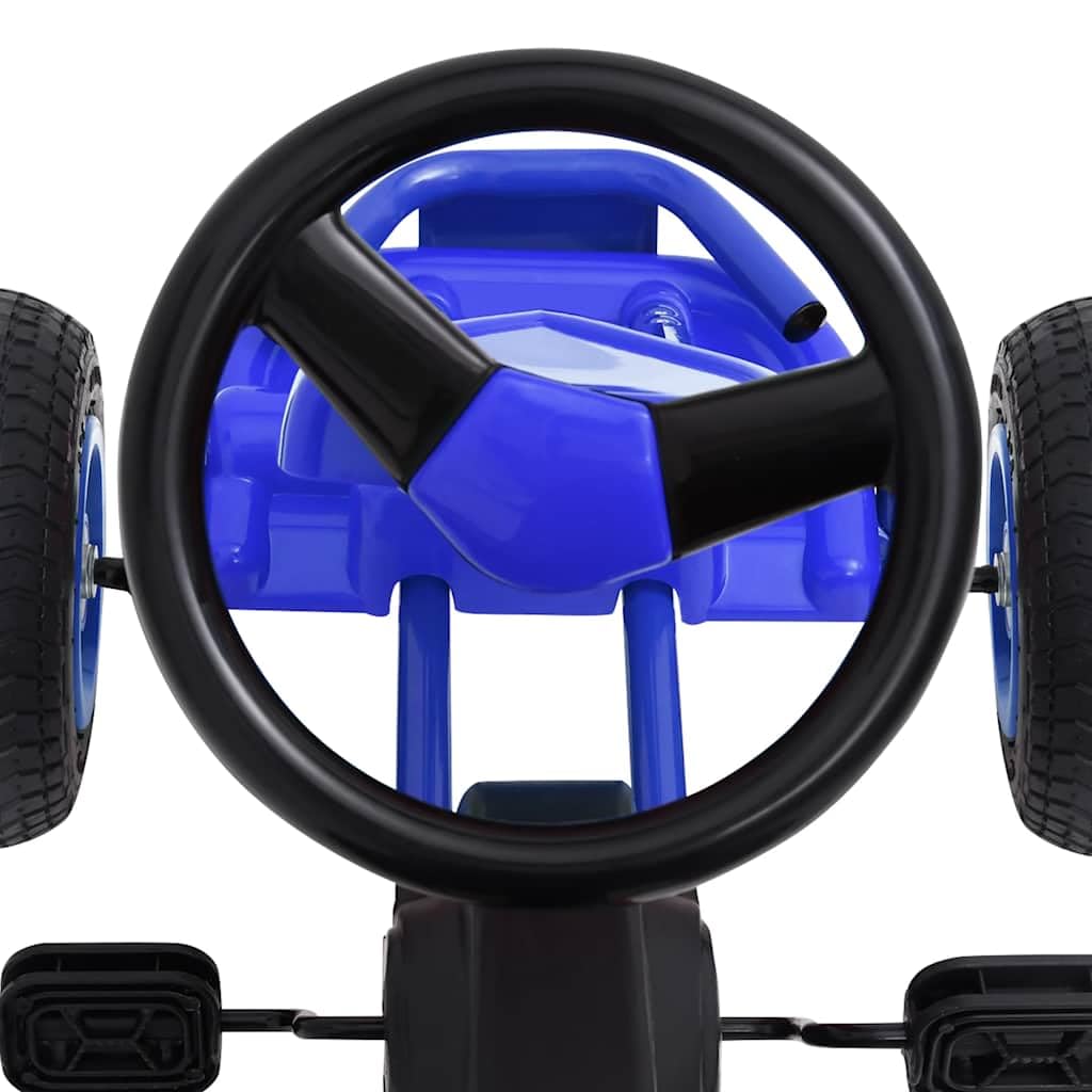 Mangloder Pedal Go-Kart mit Luftreifen Blau für Kinder von 3 bis 6 Jahren, Kinderfahrzeug mit Handbremse, stabile Gummireifen, kindgerechtes Design, ideal für Garten und Freizeit