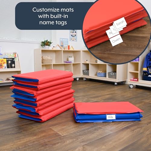 Image of Children's Factory Nap Mats, 1 inch Thick Toddler Sleeping Mats for Preschools and Daycares, Comfortable and Soft 4 Section Folding Nap Pad