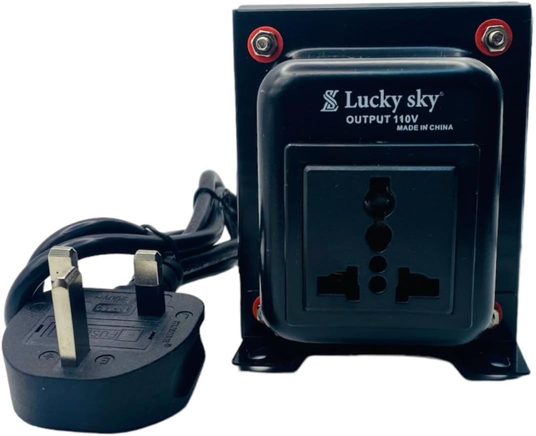Lucky Sky 500 Watt Step Down Transformer 220 Volt to 110 Volt Voltage Converter, Universal 3 Pin UK With Power Cord For Household Electrical Appliance Voltage Converter (220V TO 110V 500W)