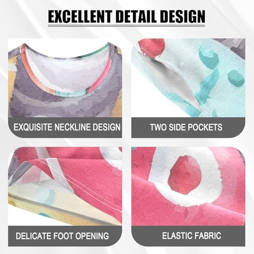 Summer Pajama Set Painted Easter Eggs Pattern, Short Sleeve Sleepwear Nightwear4