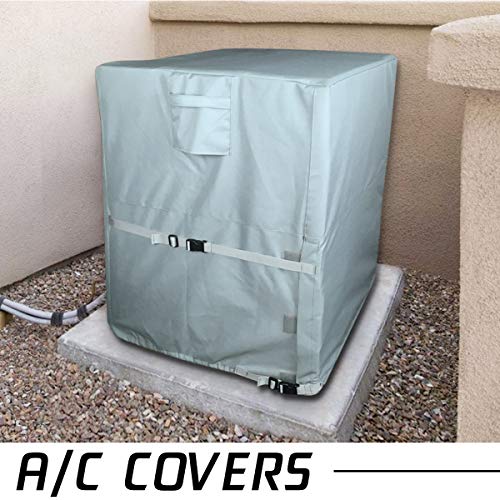 LBG Products Square Air Conditioner Coverfor Central AC Outdoor Condenser Units, Heavy Duty All Weather Protection, 24L x 24W x 30H inches Grey Color with Light Blue - Thumbnail 7