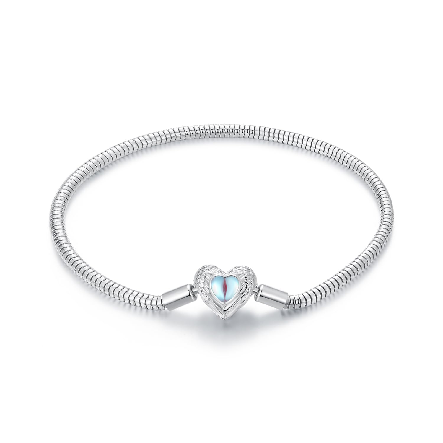 YCTTKDD Armbänder aus 925er-Sterlingsilber für Damen, Schlangenketten-Armbänder für Mädchen, Schmetterlings-Armband, Herz-Armbänder für Damen, Verschiedene Silberfarben