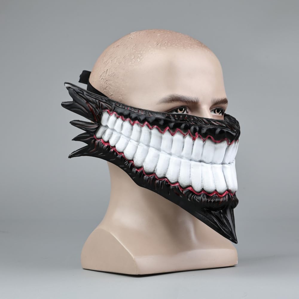 JCvCX Okarun Cosplay Mask Ken Takakura in Turbo Granny Form Half Face Maqurade Soft PVC Jagged Teeth Masque Costume Accessories for Comic Convention Animation Fans Con