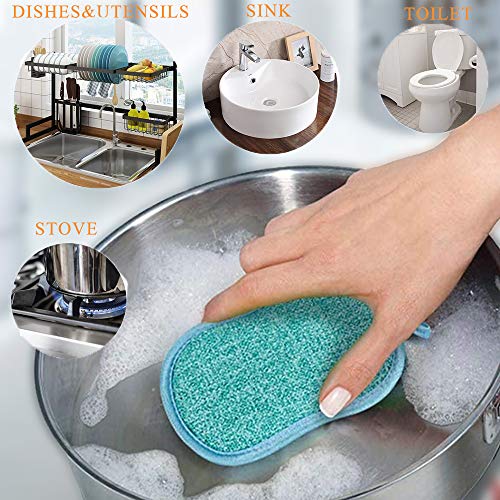 Dual Actie Microfiber Wassponzen, 5 STKS Antibacteriële Schuren Pads Niet krassen Herbruikbare Hygiëne Hero Spons met… - Image 6