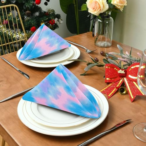 Servilletas de Tela Reutilizables Tie-dye Azul-Rosa Set 6 miniatura 3