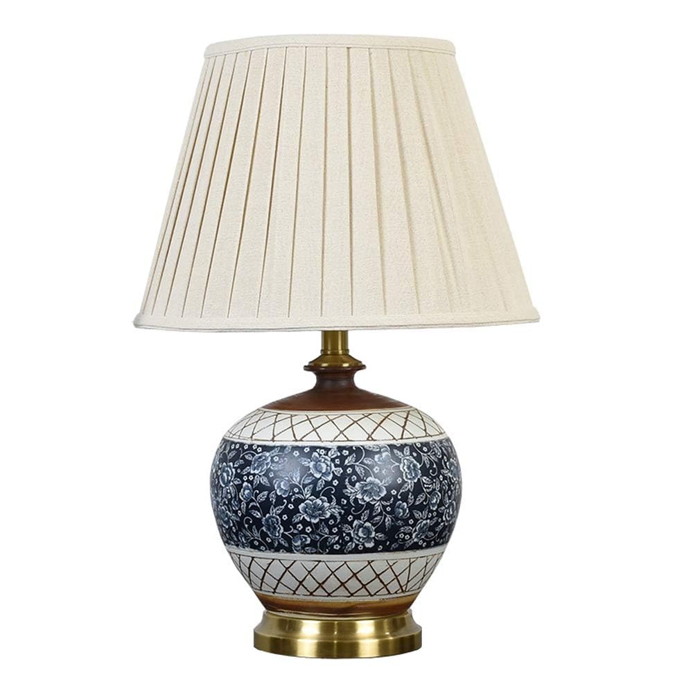 Ręcznie Malowana Niebiesko-Biała Ceramiczna Lampa Biurkowa, Tradycyjna Chińska Klasyczna Lampa Stołowa, Zabytkowa Ceramiczna Lampa Biurkowa Do Salonu I Sypialni