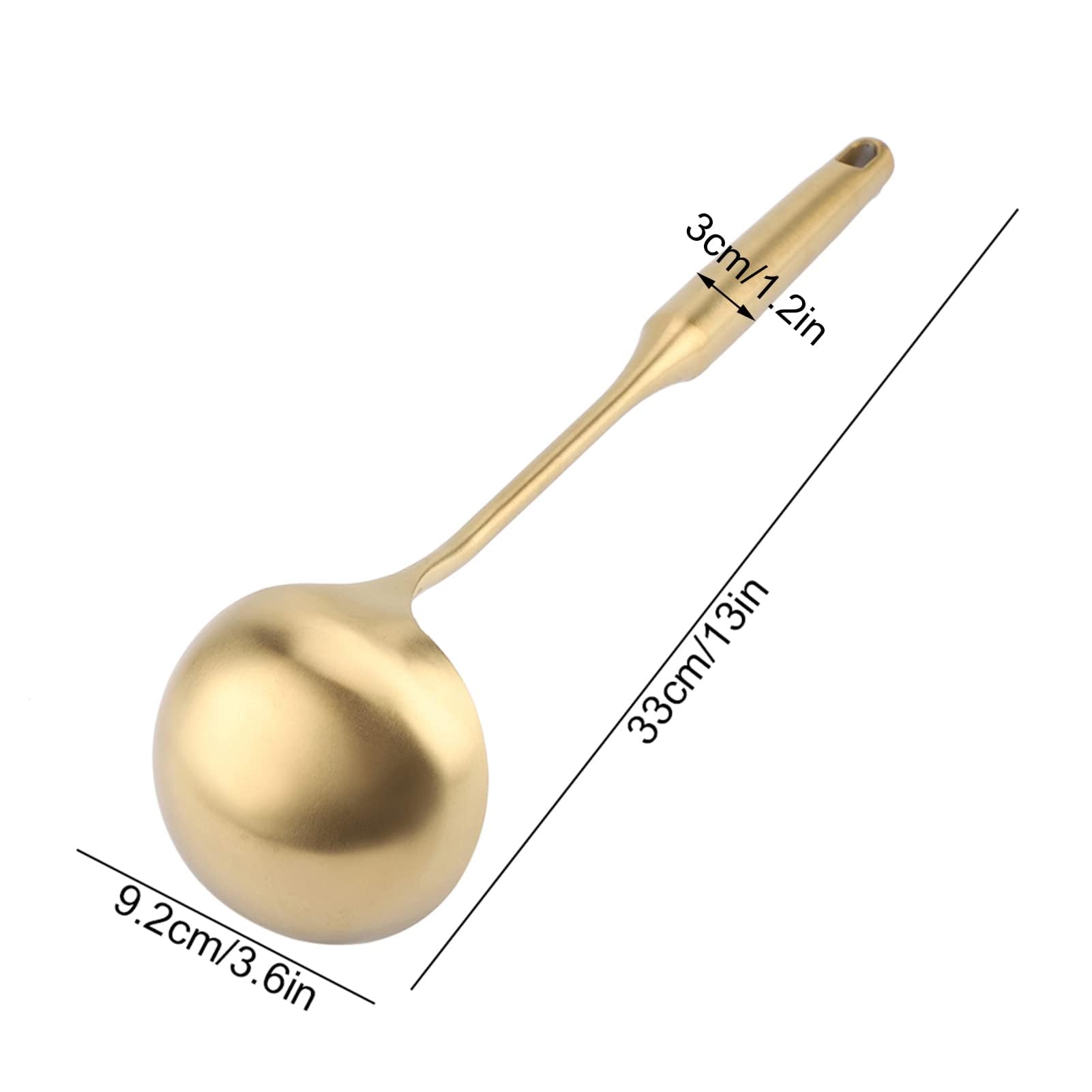 TOPINCN Mestolo da Zuppa in Acciaio Inox, Mestolo da, Spatola Paletta, Impugnatura Confortevole, Gold, Soup Ladle