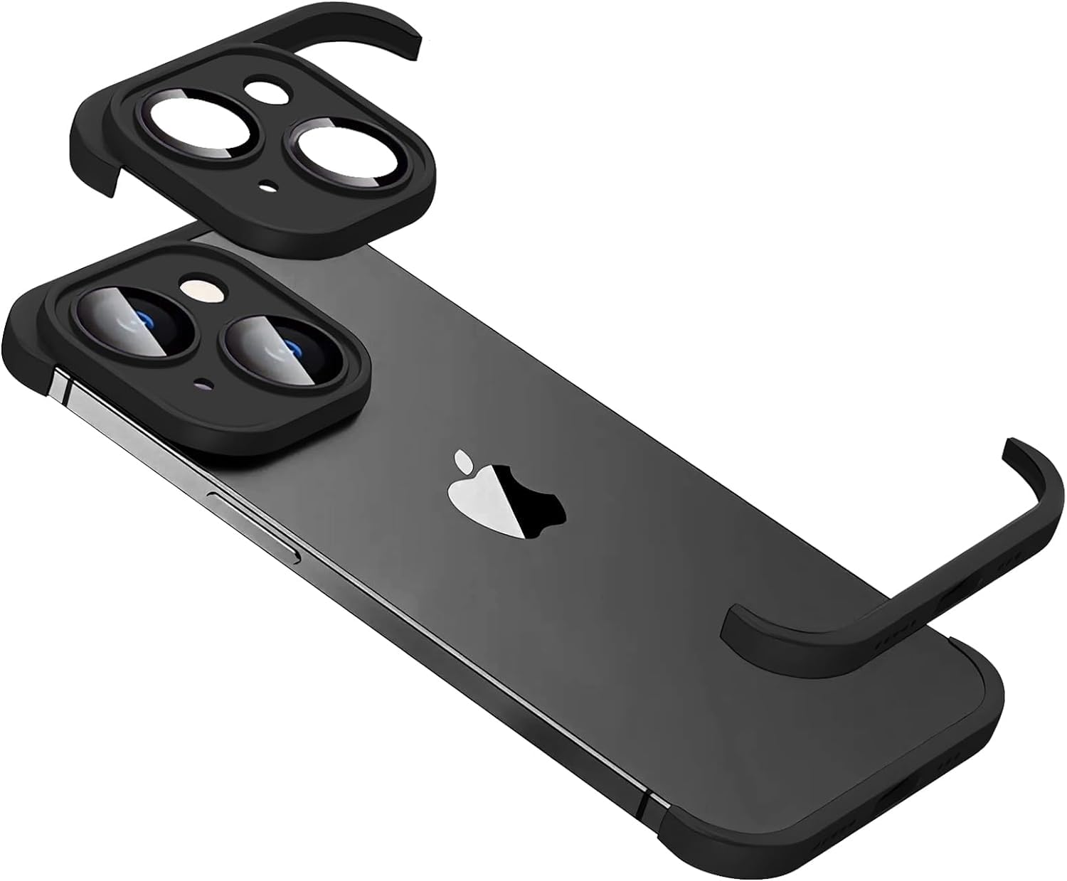 Azonee iPhone Case TPU Bumper, Compatible for iPhone 15 Case with Thin Lens Protection Case, Frameless Four Corner Fall Protection Mat, Slim Shockproof Soft TPU Silicone Cover, 1Pcs (Black)