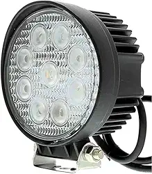 Farol De Milha 9 Leds 27w 10V / 30V Redondo Branco Frio Auxiliar Automotivo Universal Veiculos, Moto Carro Troller Barco Caminhão Ônibus Off road - Não é o modelo Slim