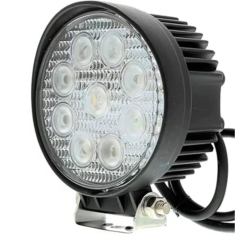 Farol De Milha 9 Leds 27w 10V / 30V Redondo Branco Frio Auxiliar Automotivo Universal Veiculos, Moto Carro Troller Barco Caminhão Ônibus Off road - Não é o modelo Slim