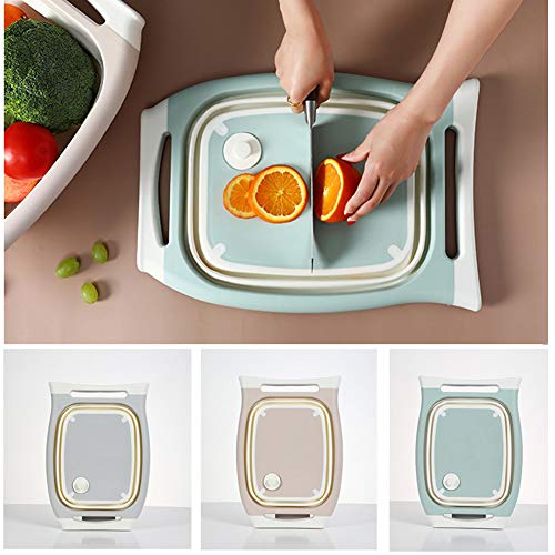 Multifunctionele snijplank, inklapbare groentefruitzeefjes wasbak emmer mand, hakken & snijplank voor kamperen, picknick… - Image 6