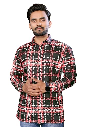 Image of GURIK Men's Cotton Box Checkered Slim Fit Casual Shirt with Chest Pocket, Full Sleeve Shirt for Formal & Casual Wear