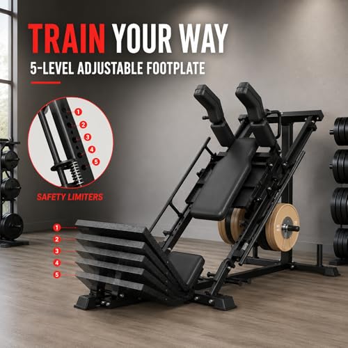 Image of 3-in-1 Leg Press Hack Squat Machine for Home Gym Strength Training | Leg Machine with Adjustable Backrest & Weight Storage, Lower Body Workout Equipment for Glutes, Quads & Hamstrings Stre