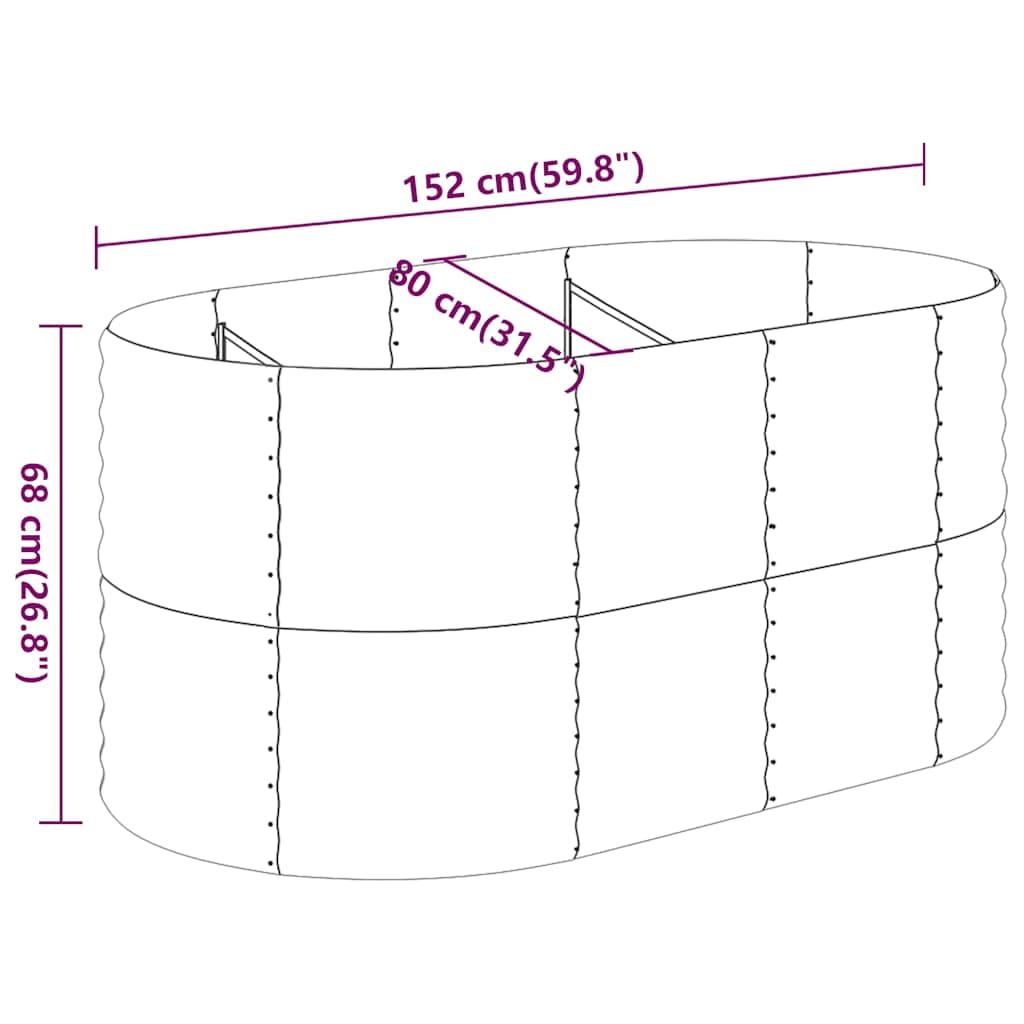 Bancal de acero galvanizado 152 x 80 x 68 cm antracita | Con recubrimiento en polvo, resistente a la corrosión, para jardín, balcón, terraza, con patillas de apoyo