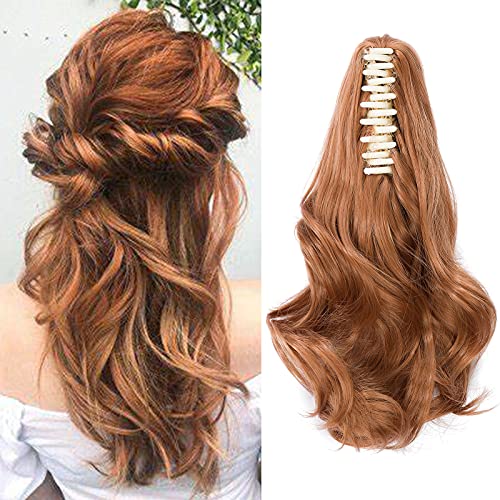 Cybelleza Clip in Ponytail Extension 12 Inch Claw on Short Cute Pony Tails Hairpieces Synthetic Fake Ponytail Curly Ponytail Natural Wavy Hairpiece for Women