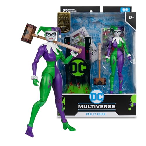 McFarlane Toys DC Multiverse Harley Quinn Edition Gold Figura acción de 18 cm, Figura Coleccionable de Batman de DC con Tarjeta Personaje coleccionista única, a Partir de 12 años, Bizak (64387237)