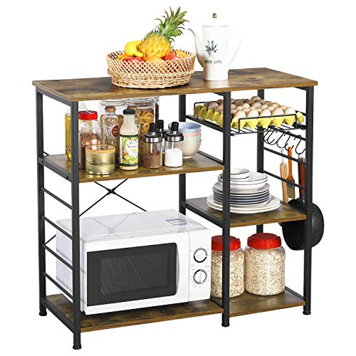 Yaheetech Industrial Kitchen Baker’s Rack Utility Microwave Oven Stand with Wire Basket