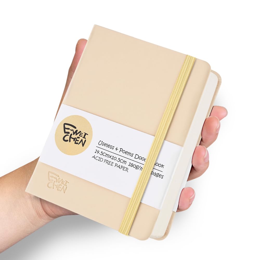 5.7x4.1in Hardcover Blank Sketchbook for Drawing 180gsm 96Pages,Beige