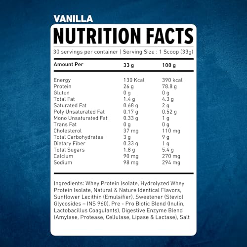 Image of Athlete Series 100% Isolate Whey Protein | Trusted by M.S. Dhoni | 26g Protein per scoop | Informed Sport Certified | Pro-Pre Biotics | Digestive Enzymes for Higher Absorption | Vanilla - 1kg