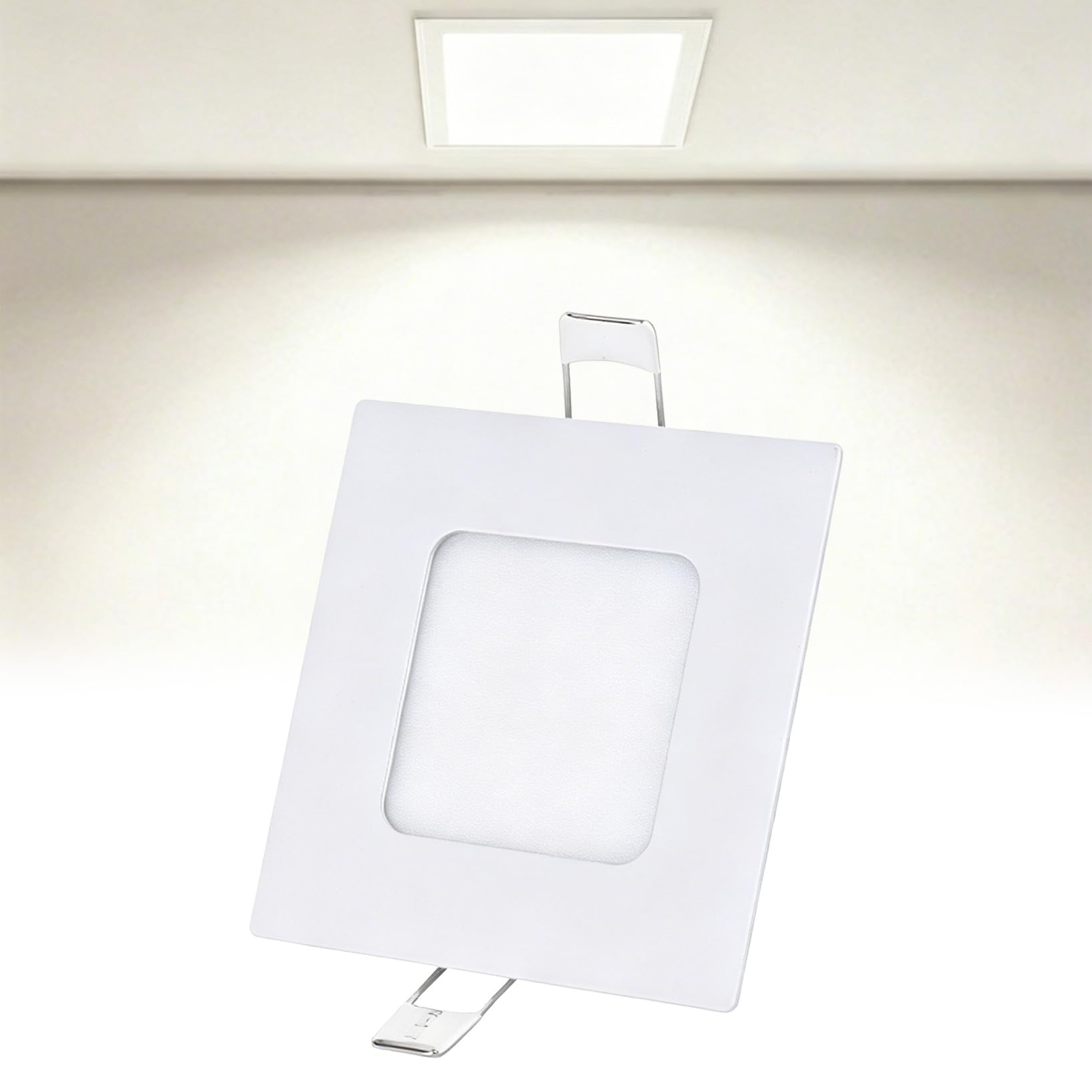 VOGHMOLD 3W LED Ceiling Light Recessed 3 inch, 4000K Daylight White, Cut Φ70-75mm, AC85-265V Slim Square Aluminum Housing Downlight Panel Spotlights for Bathroom Kitchen Living Room Office, 1 Pack