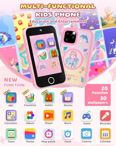 Image of Kids Smart Phone for Girls, 3.5'' Touchscreen Phone for Kids Age 3-8 | Dual Camera /Music /Games, Learning Toy Phone with No Calls, No WiFi, No Net, Birthday Christmas Gift for 3 4 5 6 7 8 Year Old